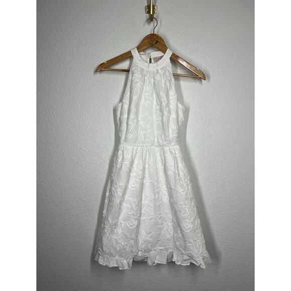 Ted Baker Lorene Embroidered Halter Dress White Floral Size 0 Bride Engagement - Picture 1 of 5